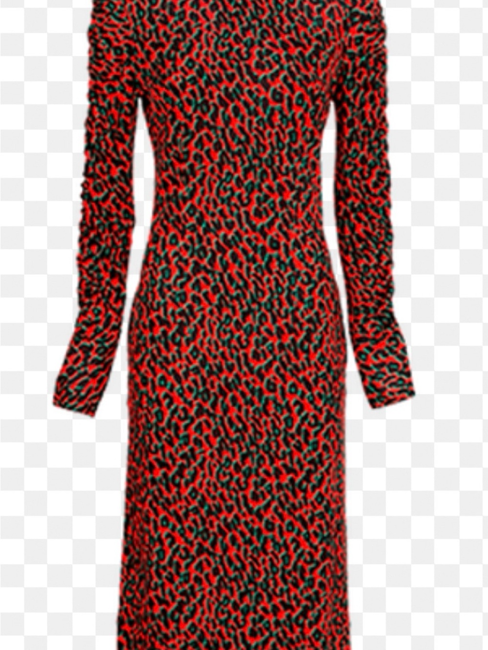 LA DoubleJ Red and Black Leopard Print Long Sleeve Maxi Dress Size Small
